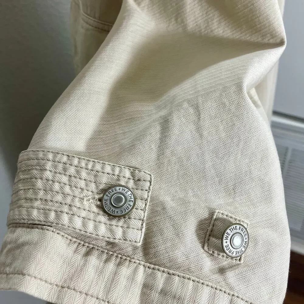 Free People We The Free Perry Military Coat Khaki Trench Jacket Women's Large - Picture 8 of 16
